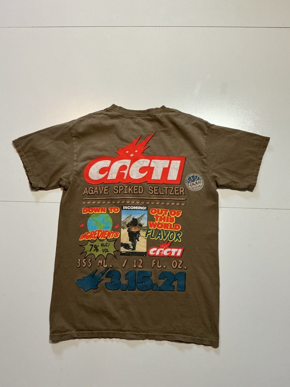 Cacti Travis Scott Agave Spiked Seltzer Out Of This World Brown Graphic T-Shirt
